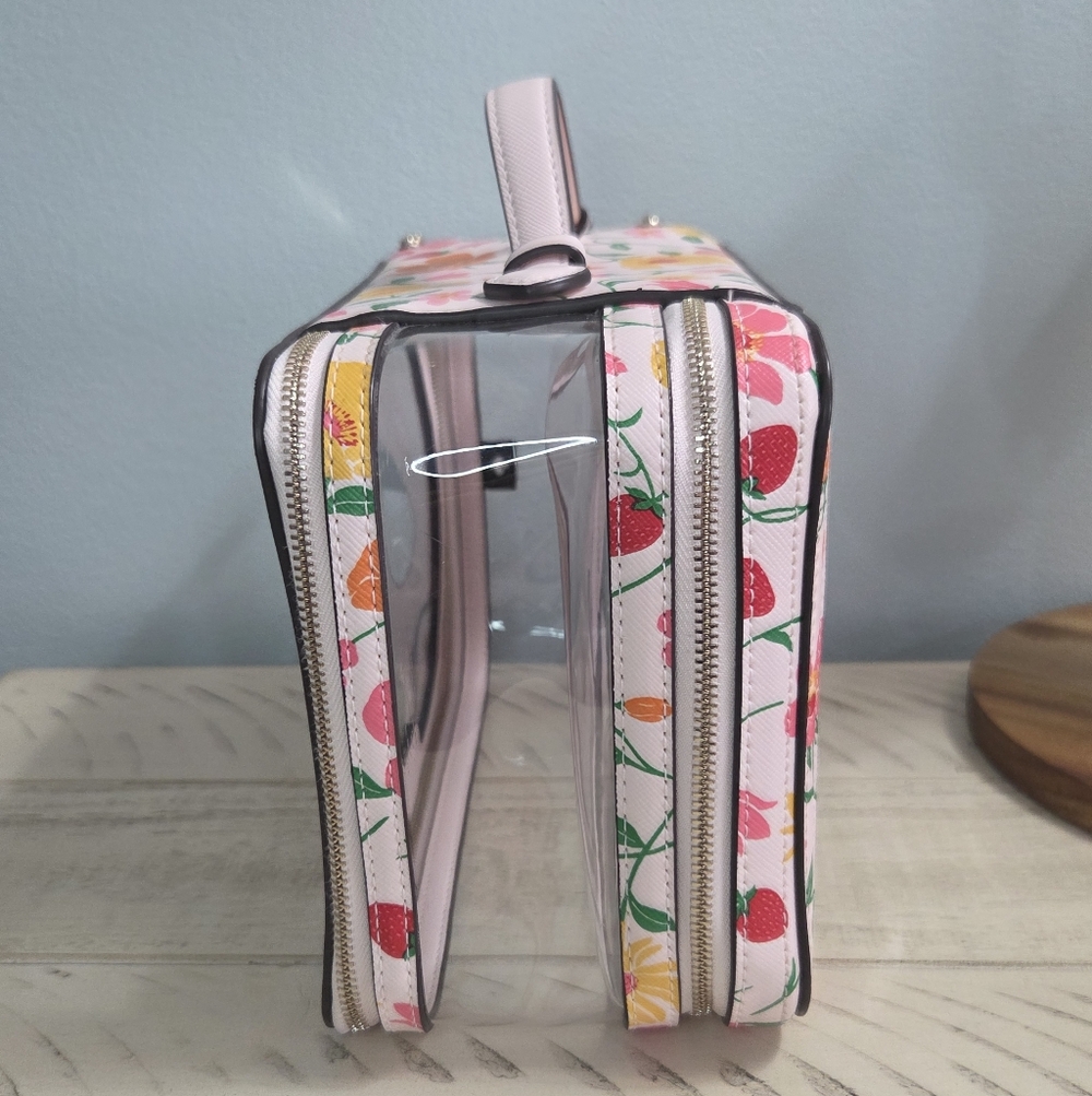 Kate Spade Madison Strawberry Garden Travel Transparent Cosmetic Case, EUC - Picture 3 of 13